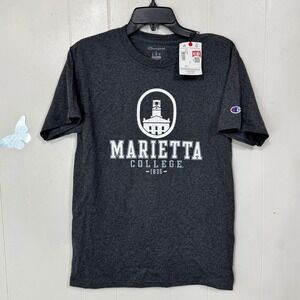 Champion Marietta College T Shirt Mens Small Gray Logo Graphic Tee NWT
